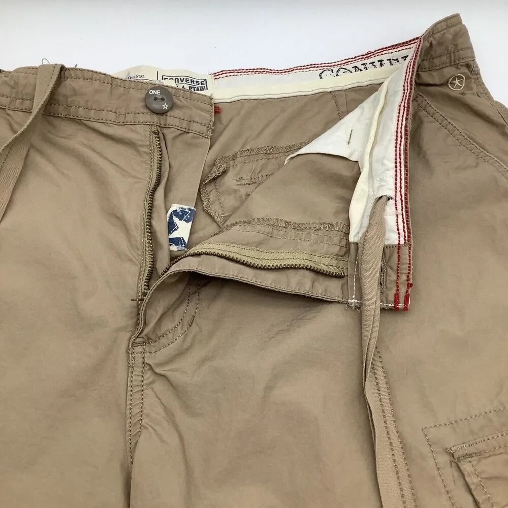 Converse One Star Mens Poplin Cargo Shorts‎ Tan Size 40 NWT